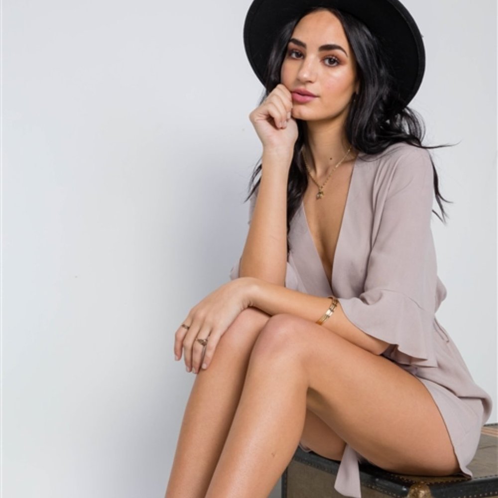 Emilia V-neck 3/4 Sleeve Boho Romper
